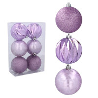 Набор пластиковых фиолетовых новогодних шаров 6 шт. D-8 см. 43058