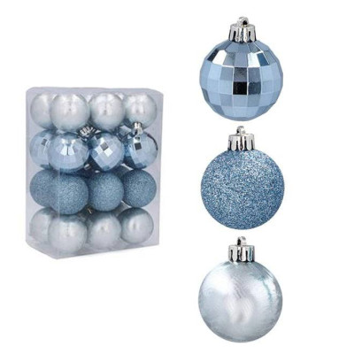 Набор пластиковых синих новогодних шаров 24 шт. D-4 см. 43109