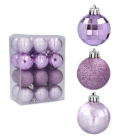Набор пластиковых фиолетовых новогодних шаров 24 шт. D-4 см. 43110