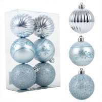 Набір пластикових блакитних новорічних куль 6 шт. D-6 см. 43119