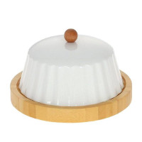 Тарілка бамбукова для тістечок з кришкою 17 см. 32656