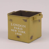 Кашпо металлическое желтое LONDON PARIS NEW YORK 1968 38884