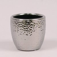 Кашпо керамічне срібне H-10.5 см. 36451