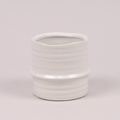 Кашпо керамічне біле H-10 см. 36319