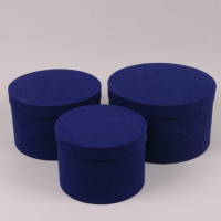 Комплект синіх велюрових коробок для квітів 3 шт. 39881