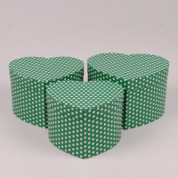 Комплект зелених коробок для квітів Серце в білий горошок 3 шт. 39888