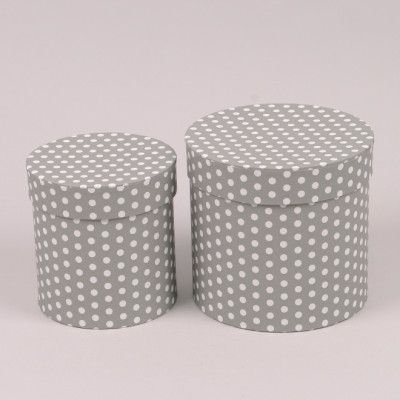 Комплект сірих коробок для квітів в білий горошок 2 шт. 39905