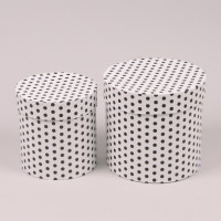 Комплект білих коробок для квітів в чорний горошок 2 шт. 39908