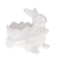 Кашпо керамічне Кролик з візком біле H-15 см. 42095