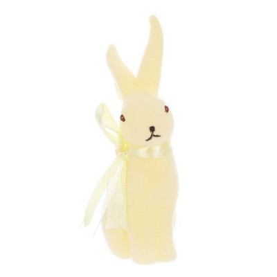Фигурка пластиковая Кролик с бантом флок желтый 20 см. 42107