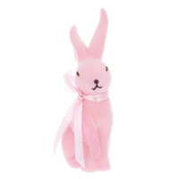 Фигурка пластиковая Кролик с бантом флок розовый 20 см. 42108