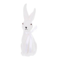 Фігурка пластикова Кролик з бантом флок білий 23.5 см. 42109