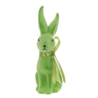 Фигурка пластиковая Кролик с бантом флок зеленый 23.5 см. 42110