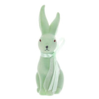 Фигурка пластиковая Кролик с бантом флок мятный 23.5 см. 42111