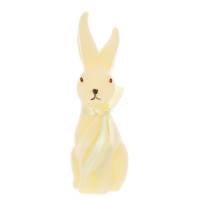 Фигурка пластиковая Кролик с бантом флок желтый пастельный 23.5 см. 42113