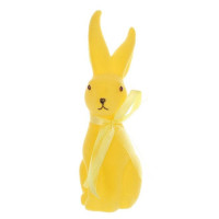 Фигурка пластиковая Кролик с бантом флок желтый 23.5 см. 42115