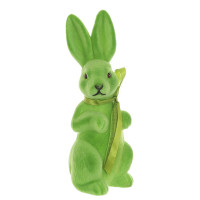 Фигурка пластиковая Кролик с бантом флок зеленый 22 см. 42117