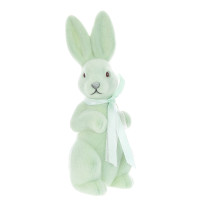 Фигурка пластиковая Кролик с бантом флок мятный 22 см. 42118