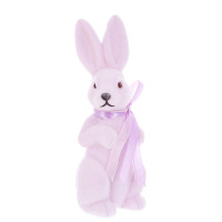 Фигурка пластиковая Кролик с бантом флок лавандовый 22 см. 42119
