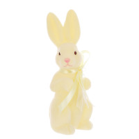 Фигурка пластиковая Кролик с бантом флок желтый пастельный 22 см. 42120