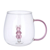 Чашка стеклянная с фигуркой Кролик 450 мл. 33504
