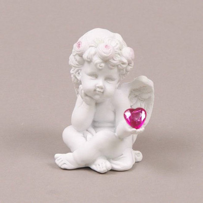 Ангел керамический в веночке с сердечком 26527