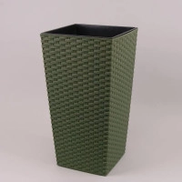 Горщик пластмасовий з вкладом FINEZJA ECO RATTAN зелений лісовий 25х25см.